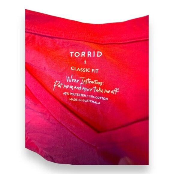 Women’s torrid 1 Hot Hot Pink Girlfriend Signature Jersey V-Neck Tee 14 16 1X - Picture 7 of 9